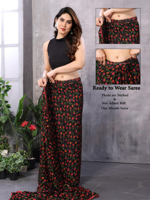 KCF Printed Bollywood Georgette Saree(Black)