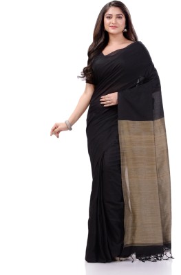 Desh Bidesh Woven, Solid/Plain, Paisley Handloom Handloom Cotton Blend, Pure Cotton Saree(Black)