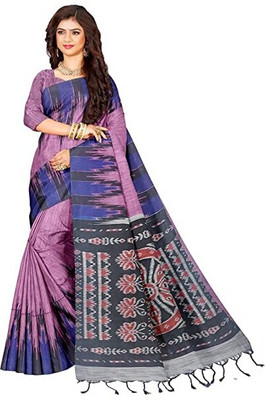 Maadurgas Printed Ikkat Cotton Blend Saree(Pink)