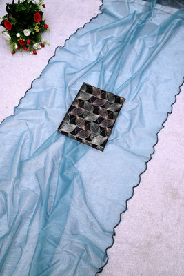 Julee Solid/Plain Bollywood Organza Saree(Light Blue)
