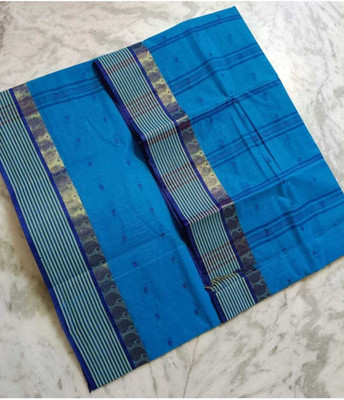 Anita Self Design, Striped, Paisley Tant Pure Cotton Saree(Blue)
