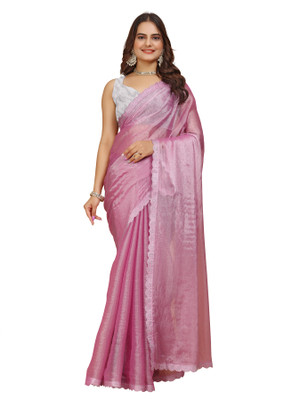 Tejal Creation Self Design Bollywood Chiffon Saree(Pink)