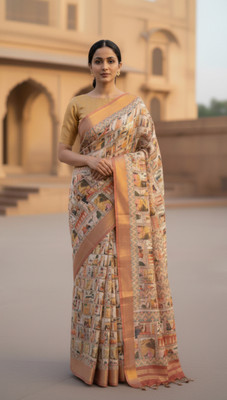 KalaKatha Digital Print Bollywood Cotton Silk Saree(Pink)