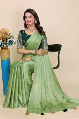 K 5 FASHION Embroidered Bollywood Georgette Saree(Light Green)