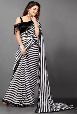 AARTI PRINTS Printed Daily Wear Georgette Saree(Black)