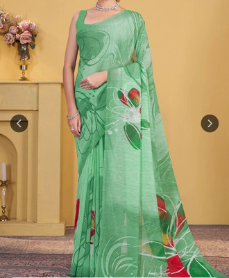 ABC Floral Print, Printed, Self Design Bollywood Georgette Saree(Light Green)