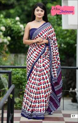 JASU CREATION Printed Ikkat Pure Cotton Saree(Red)