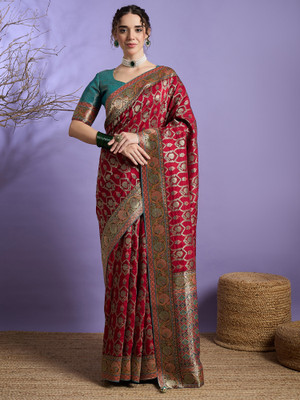 Sareemall Woven Banarasi Viscose Rayon Saree(Maroon)