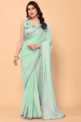 CHHELAJI Embroidered Bollywood Georgette Saree(Light Green)