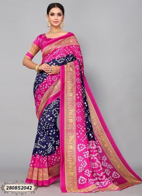 Marabout Self Design Assam Silk Art Silk Saree(Blue, Pink)