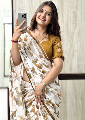 TELIRAJ.FASHION. Printed Bollywood Chiffon Saree(Multicolor)