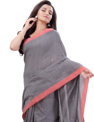 TANTLOOM Woven Handloom Handloom Pure Cotton Saree(Grey)