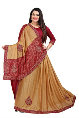 nv patel Embroidered Bollywood Lycra Blend Saree(Yellow)
