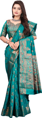 BHADRAVATI Self Design Banarasi Jacquard Saree(Light Green)