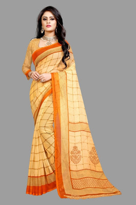 Vimalnath Synthetics Printed Mysore Georgette Saree(Yellow)
