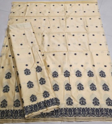 Ramani brothers Woven Mekhela Chador Pure Cotton Saree(Cream)