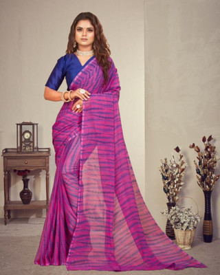 Jayu Printed Bandhani Georgette Saree(Purple)