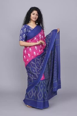 Divyam Printed Handloom Pure Cotton Saree(Pink)