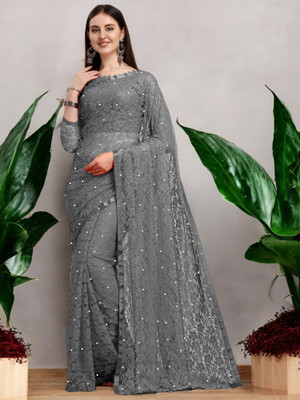 NORAFLEXx Self Design Bollywood Brasso Saree(Grey)