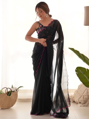 Sareemall Embellished Bollywood Georgette Saree(Black)