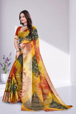 Aarunika fashion Woven Bollywood Organza Saree(Multicolor)