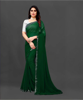 Radhika Creation Embellished Bollywood Georgette, Chiffon Saree(Green)