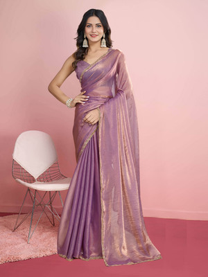 Snija Fashion Solid/Plain Bollywood Chiffon Saree(Light Green)