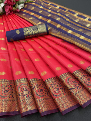 Sellzino Woven, Printed Dharmavaram Chiffon, Cotton Silk Saree(Multicolor)