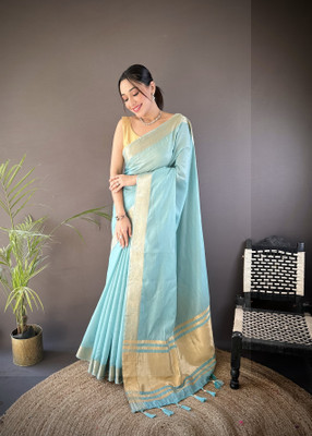 SHARDHA FASHION Woven, Self Design Banarasi Pure Silk, Tissue Saree(Black, Yellow, Multicolor)