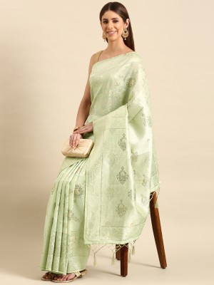 RekhaManiyar Woven Banarasi Art Silk Saree(Light Green)