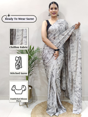 Sareemall Printed Bollywood Chiffon Saree(Grey)