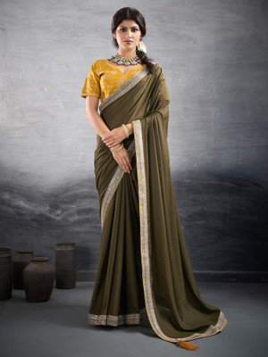 ANOUK Embellished Bollywood Georgette Saree(Green)