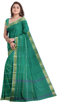 SENSAN Self Design Kanjivaram Pure Cotton Saree(Green)