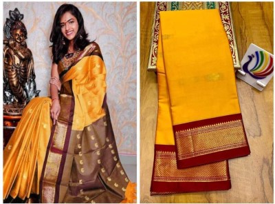 NST5 Woven Paithani Cotton Silk Saree(Gold)