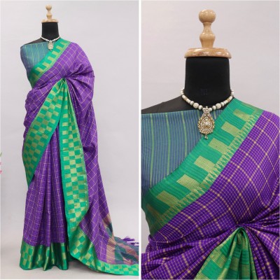 Miss mellow Woven Banarasi Art Silk, Cotton Silk Saree(Green, Blue)