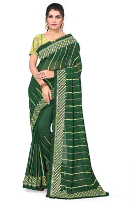 DRASHTI Embroidered Bollywood Georgette Saree(Green)