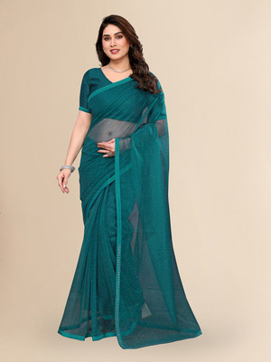 Moda Rapido Embellished Bollywood Net Saree(Green)
