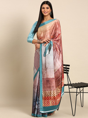 RekhaManiyar Floral Print Bollywood Chiffon Saree(Grey)