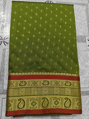 Afronza Self Design, Checkered, Striped Patola Lycra Blend, Pure Silk Saree(Light Green, Red)