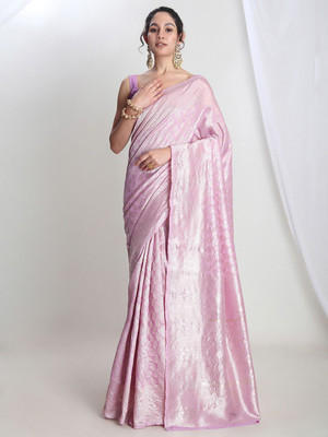 Janasya Woven Banarasi Silk Blend Saree(Purple)