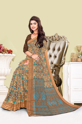 nirmal creation Printed Daily Wear Linen Saree(Multicolor)
