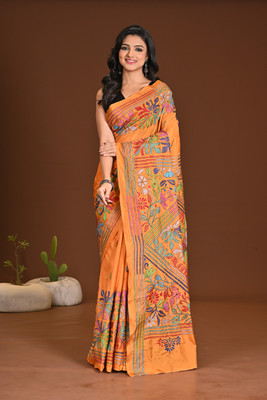 Ramshyam Collection Woven Handloom Silk Blend Saree(Mustard)