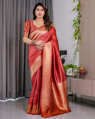 iHIYAzz ENTERPRISE Self Design Banarasi Pure Silk Saree(Magenta)