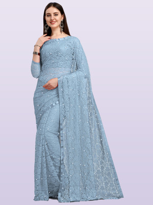 LOROFY Self Design Bollywood Net Saree(Multicolor)