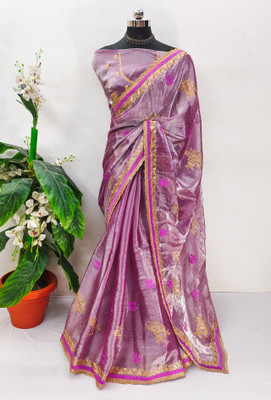 MIYANIFAB Embroidered Bollywood Jimmy choo Saree(Purple)