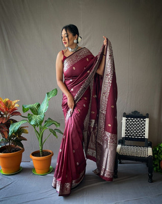 Gold Art Fashion Printed Banarasi Art Silk Saree(Maroon)