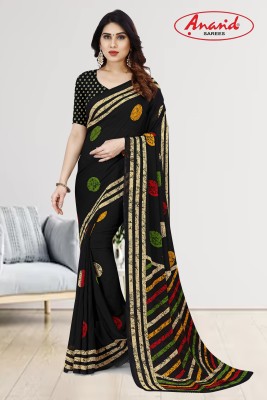 Anand Sarees Polka Print Bollywood Georgette Saree(Black)