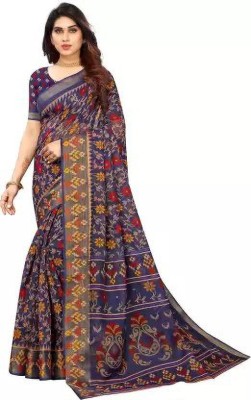 Vimalnath Synthetics Printed Bollywood Cotton Silk Saree(Blue)