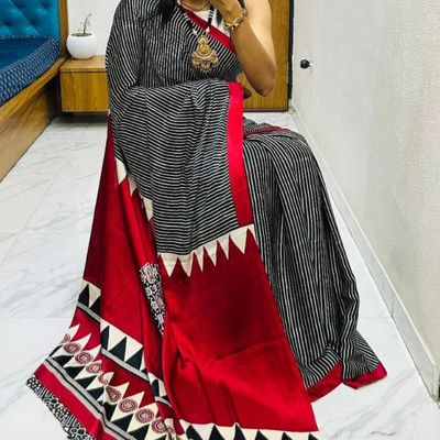 NavinyaVastra Printed Bollywood Silk Blend Saree(Black)