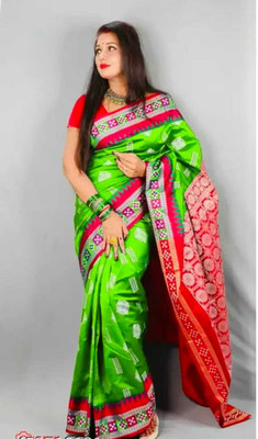 arcticsaree Woven Sambalpuri Art Silk Saree(Green)